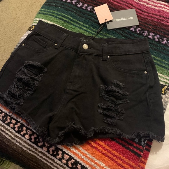 PrettyLittleThing Pants - High Waisted Black Shorts PrettyLittleThing Pants - High Waisted Black Shorts